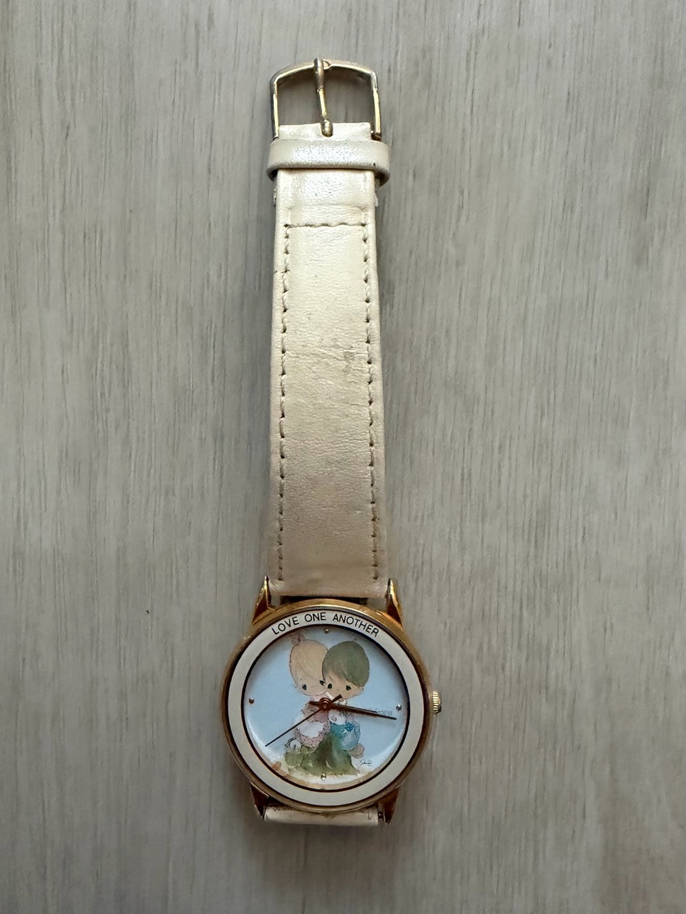 Vtg Precious Moments "Love One Another" Genuine Leather Quartz Watch New Battery
